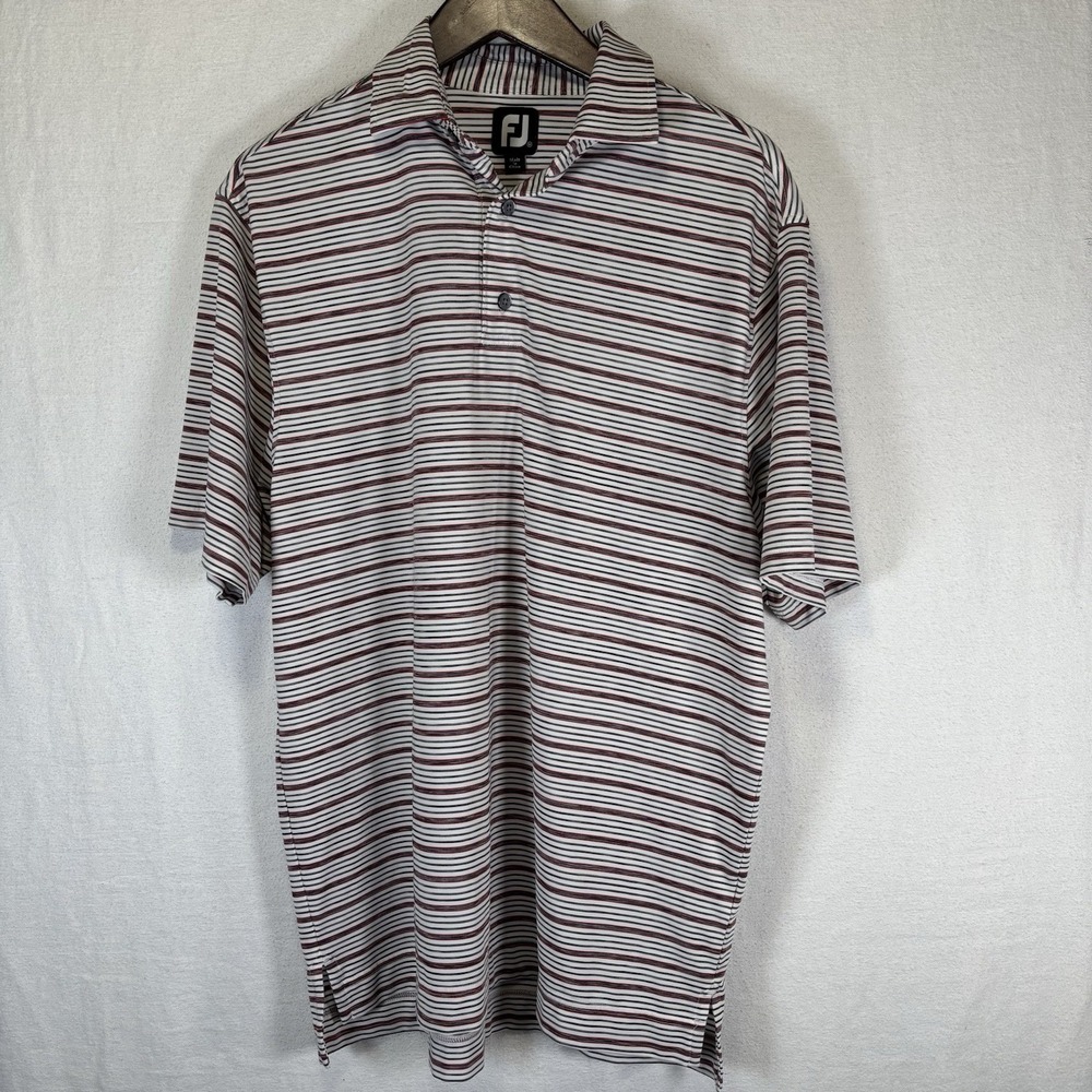 Footjoy Men's Polo Shirt Size M Blue White Stripe Performance Athletic Golf
